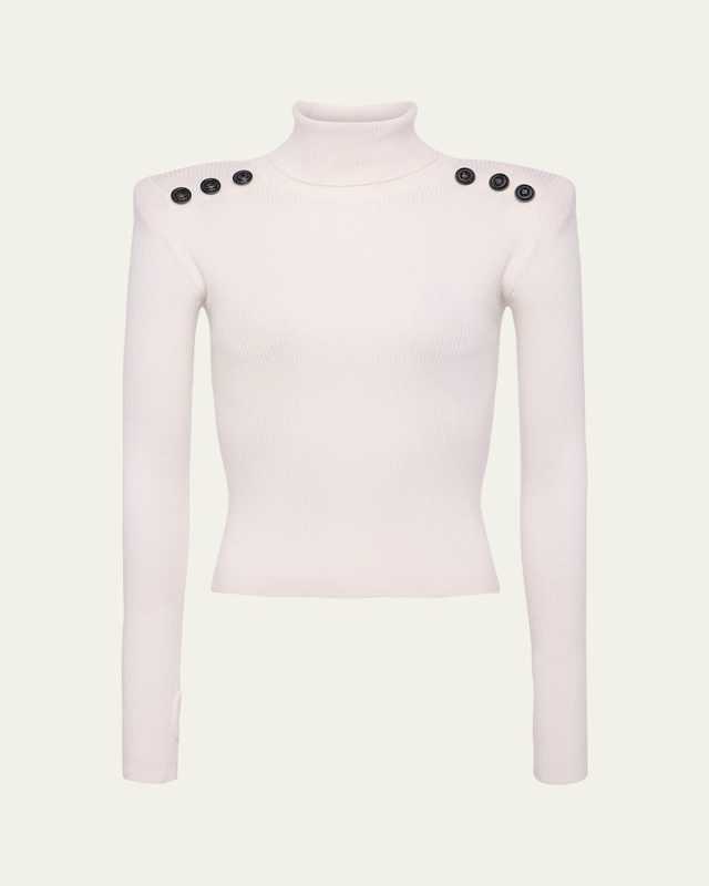 Reeves Ribbed Button-Detail Turtleneck